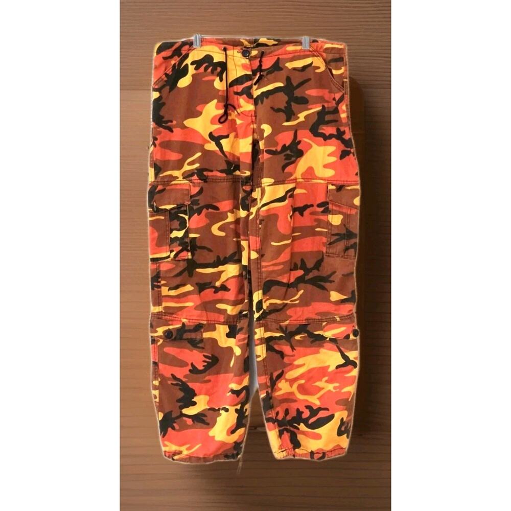 Rothco Military Camo Pants Orange Men's Baggy Cargo Wide Leg Drawstring 34x30 Sm